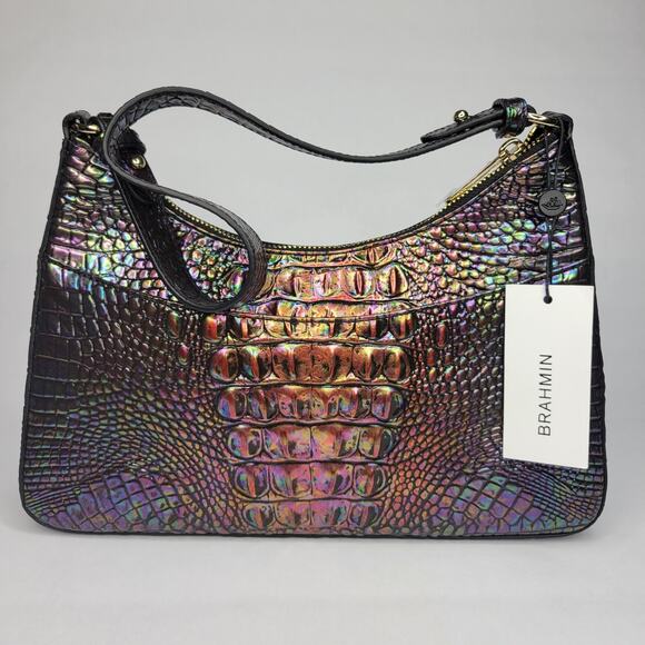 BRAHMIN Esme Black Pearl Ombre Melbourne Shoulder Bag Purse Hologram NWT - Picture 8 of 13